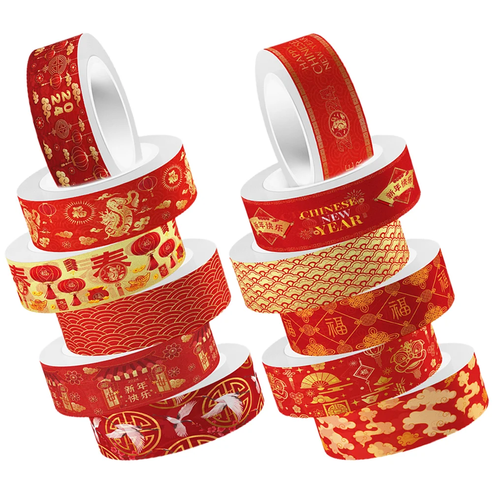 

12 Rolls Year of The Dragon Washi Tape Decorative Crafts Tapes Dairy Planner Supplies