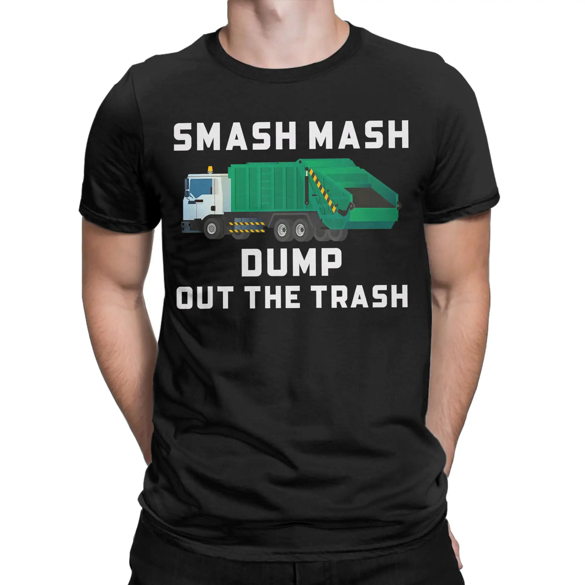 Garbage Truck Smash Mash Dump Out Trash Funny Art T-Shirt For Men Summer  Awesome T Shirts Fashion Tee Shirt Plus Size Clothes