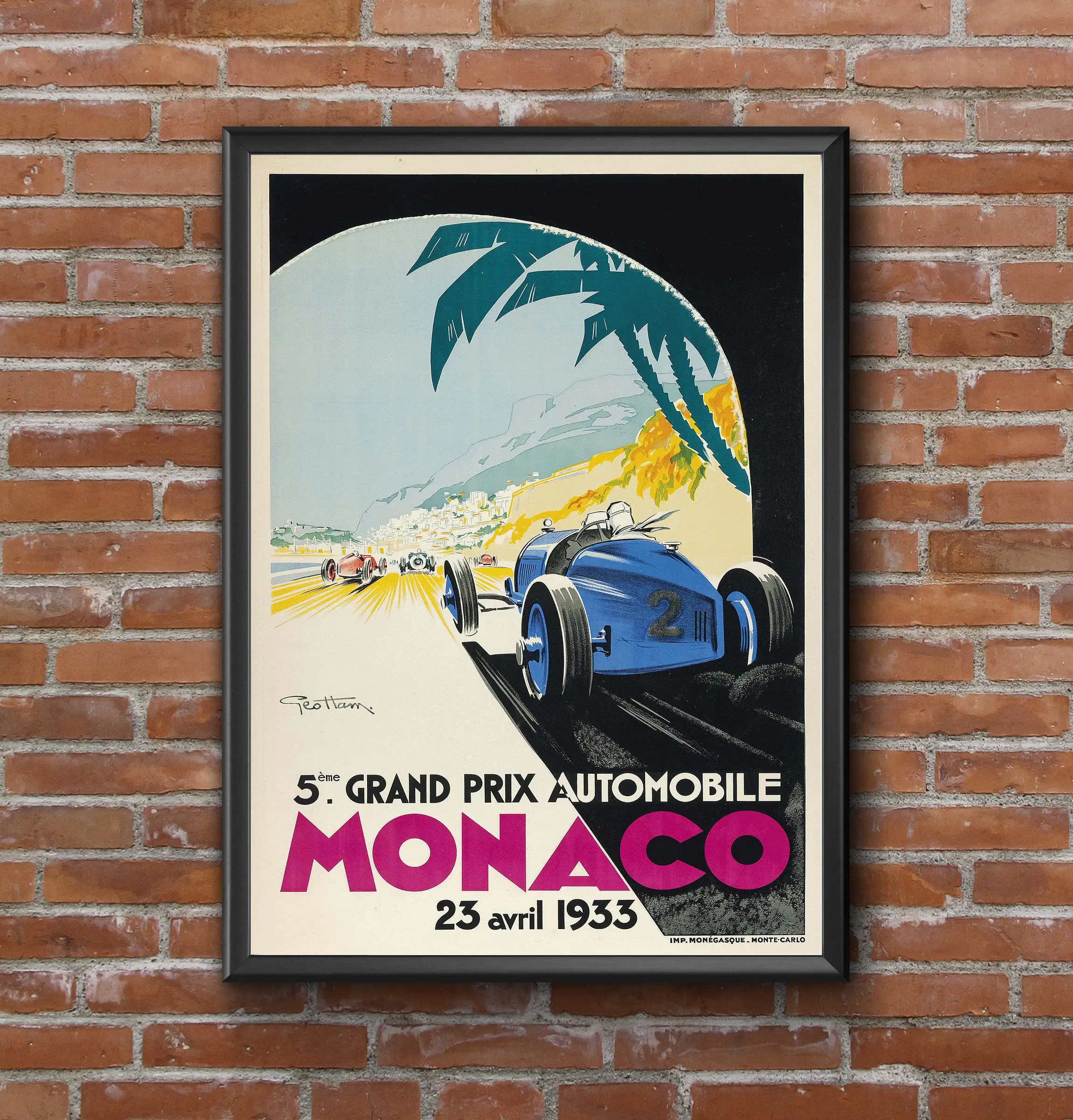 

Vintage race car poster 1933 Monaco Grand Prix Poster, Race Fan Gift, Fine Art Print, Formula 1 racing poster print, Wall Decor