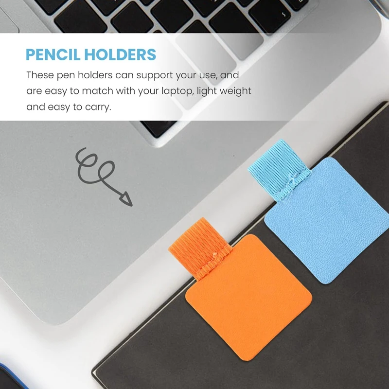 مجموعة حامل حلقي لقلم دفتر ذاتي اللصق ، حامل قلم من الجلد الصناعي بحلقة مرنة للأقلام ، 12 *