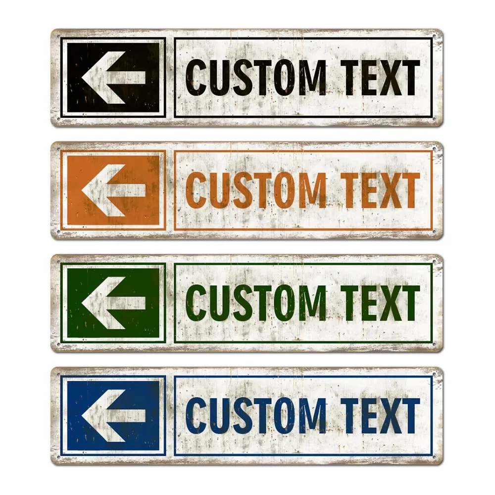Vintage Personalized Metal Arrow Street Sign, Custom Text Hanging Road Plaque For Yard Business Room Wall Decor