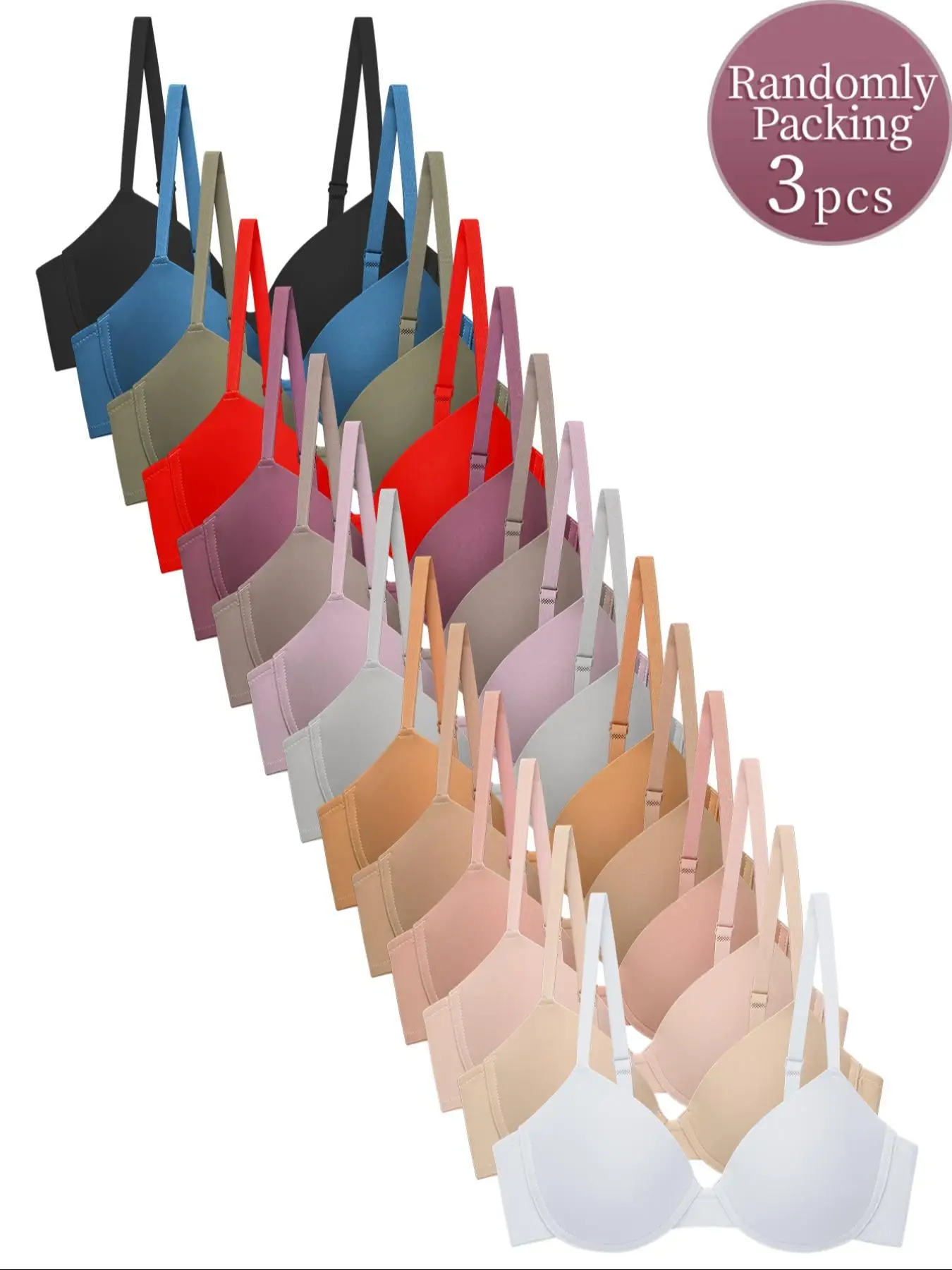 

Женский простой комплект с бюстгальтером пуш-ап, случайный комплект из 3 регулируемых бретелей, застежка сзади, мягкий дышащий бюстгальтер на тонкой подкладке для летней пляжной одежды