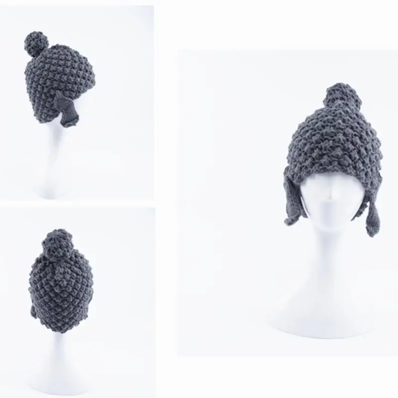 

652F Whimsical Buddhas Head Handmade Elastic Hat Soft Winter Warmer Knitted Hat Cold Winter Presents for Students Teens