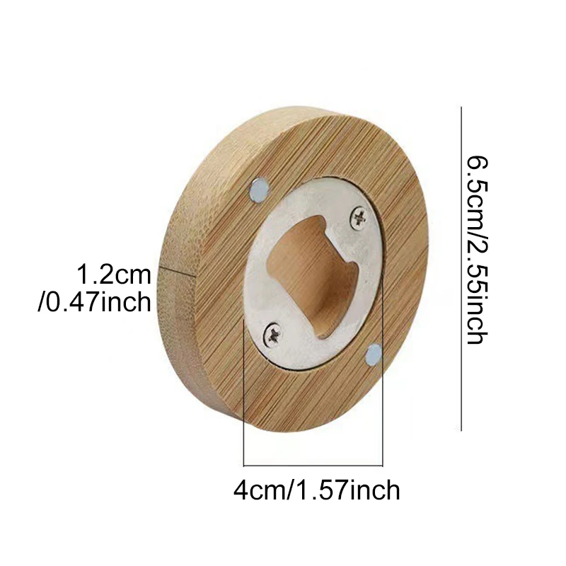 1/2PCS Magnetic Beer Bottle Opener Portable Round Shape Wooden Beverages Open Tool Suitable for Bar Party Fridge Decorations ZYF