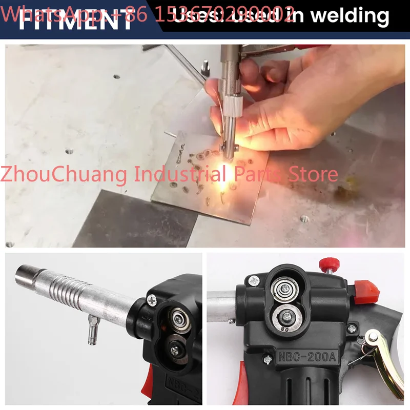 NBC-200A MIG Welding Spool Push Pull Feeder Welding Torch Welder Welding Torch with Gear Two Gas Torch