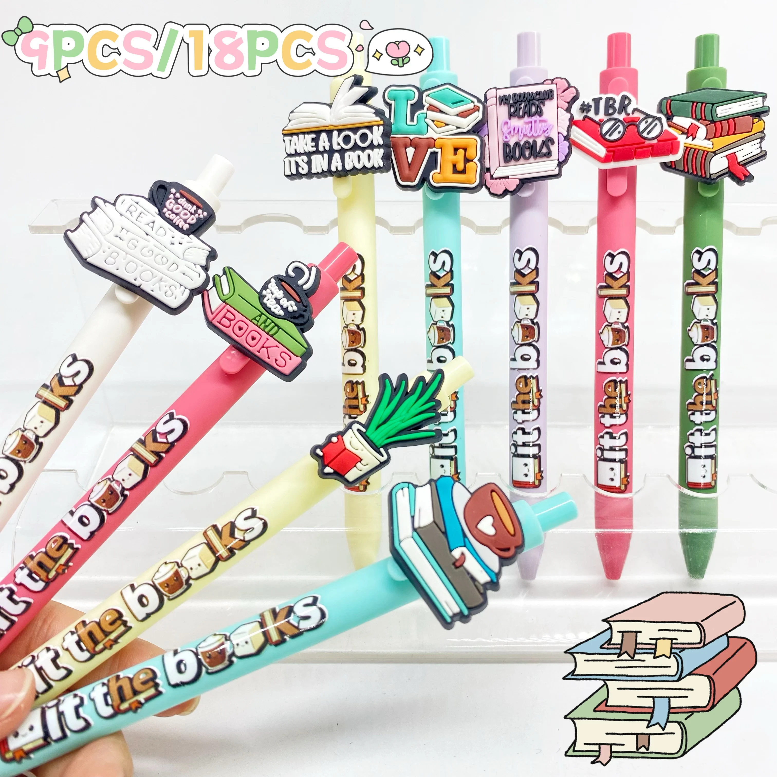 Juego de papelería de regreso a la escuela con tema de libro, bolígrafos de escritura para estudiantes, papelería decorativa portátil con personalidad creativa de bolsillo