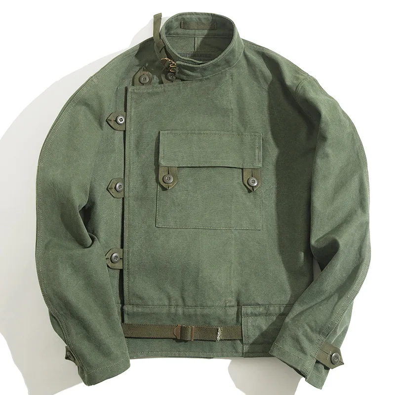 Chaqueta de trabajo vintage verde militar para hombre y mujer | Chaqueta de Motociclista Estilo Sueco para Caza Rústica
