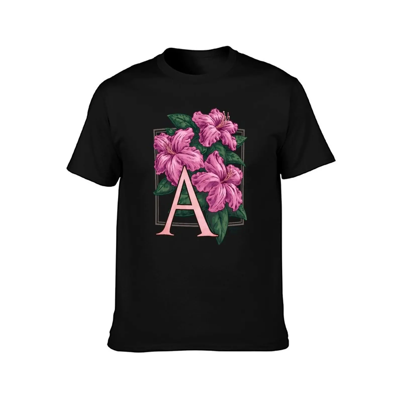 A is for Azalea Flower Monogram T-Shirt Water Resistant Casual T-Shirt