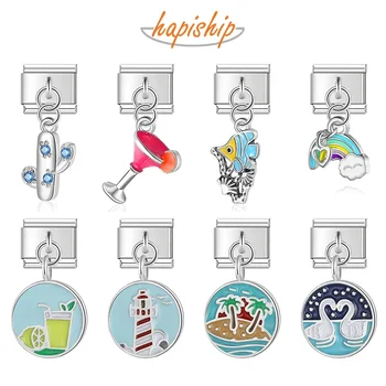 Hapiship novo original margarida arco-íris copo árvore de natal italiano charme link caber 9mm pulseira aço inoxidável jóias fazendo dj336