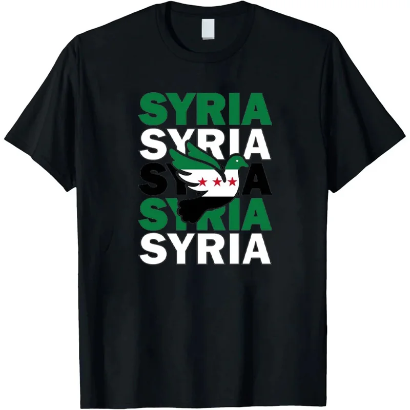 Hot Sale 3D Printed Syria T-shirt For Men Spring Summer Short Sleeve T Shirt Women Syrian Doves Graphic Tee Shirts O-Neck Tops