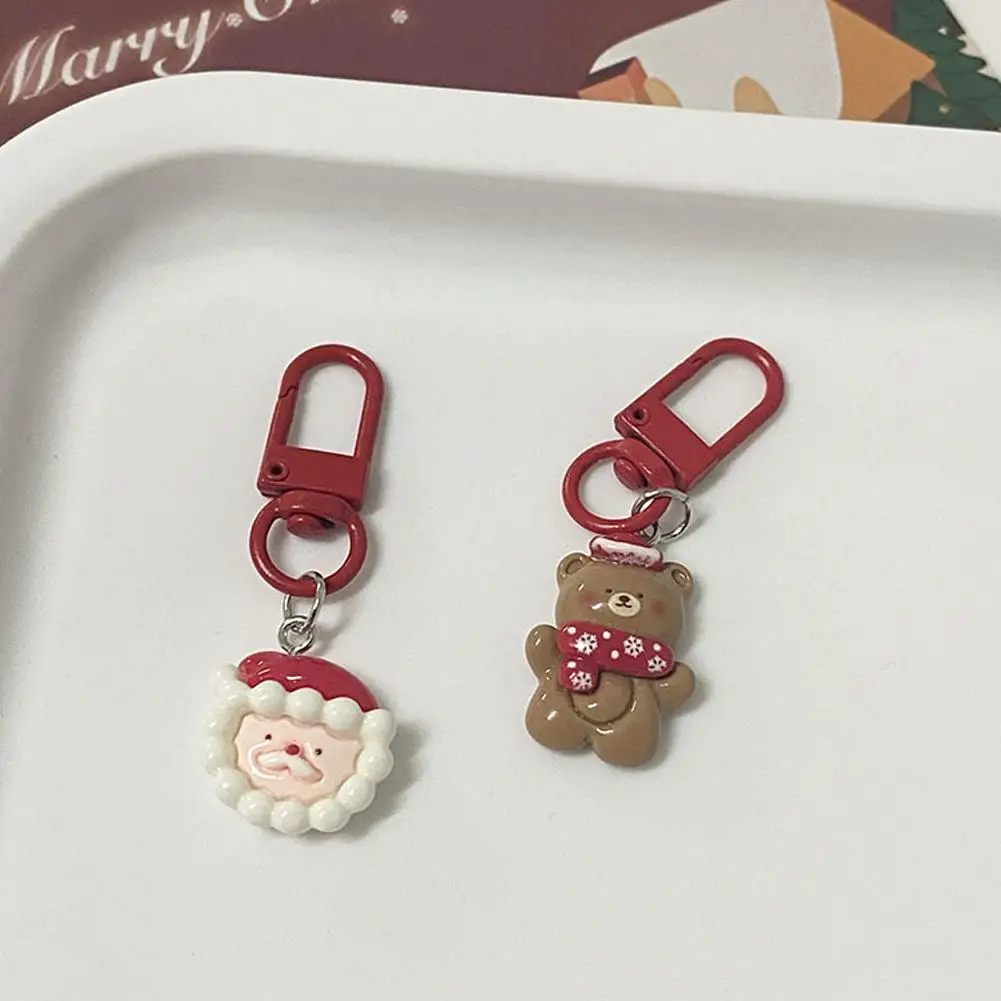 Cute Cartoon Keychain Christmas Series Student Backpack Pendant Teddy Bear Couple Best Friend Kindergarten Gift Accessories 2025