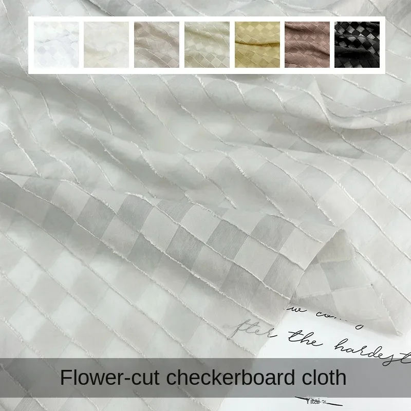 

Ткань в шахматном порядке с вырезом, летняя легкая тонкая дышащая рубашка, платье, подтяжки, солнцезащитный костюм, дизайнерская одежда, ткань