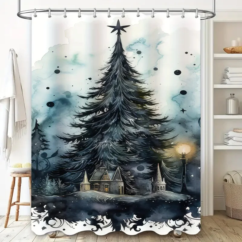 Tuniu باطني الغابات ستارة حمام القوطية المشهد دش الستار مخيف هالوين ديكور خمر الظلام الأكاديمية غرفة مقسم Bac #4