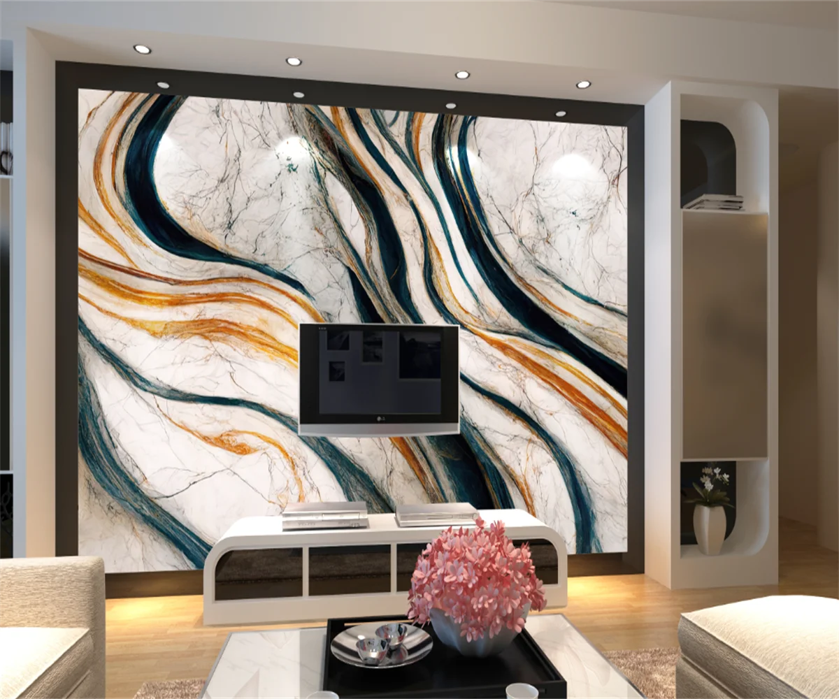 Custom Any Size Mural Modern Golden Line Marble Wallpaper Living Room TV Sofa Bedroom Home Decor Marble wallpaper