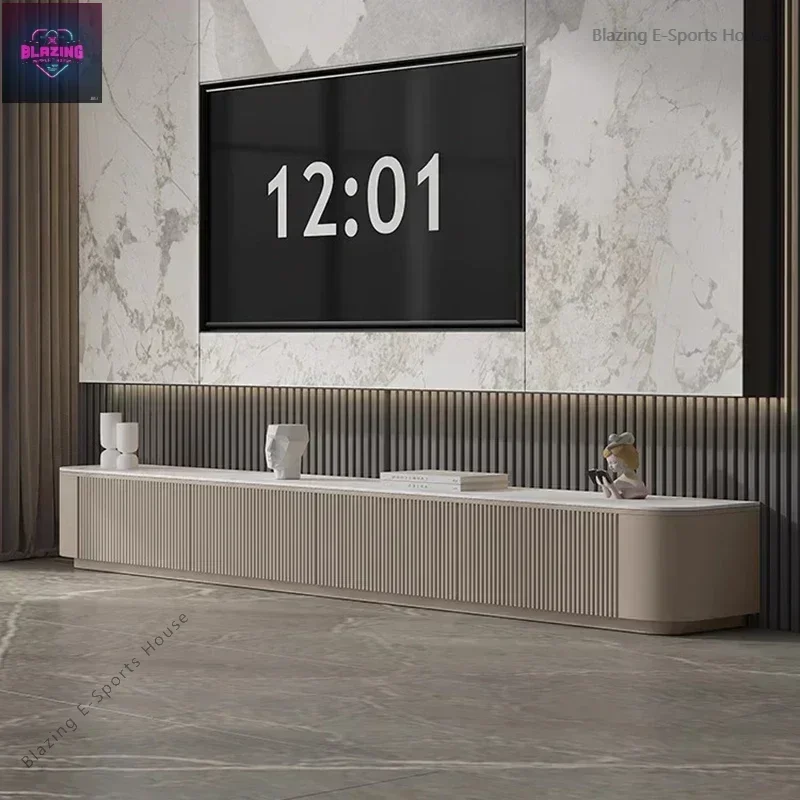 Monitor Stand Room Luxury Tv Stand Fireplace Up Suspended Full Console Table Muebles Tv Salon Living White Cream Furniture