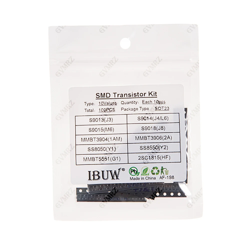 10kinds X10pcs=100pcs SS8050 SS8550 SOT-23 SMD Transistor KIT S9013 S9014 S9015 S9018 MMBT3904 MMBT3906  2N5551