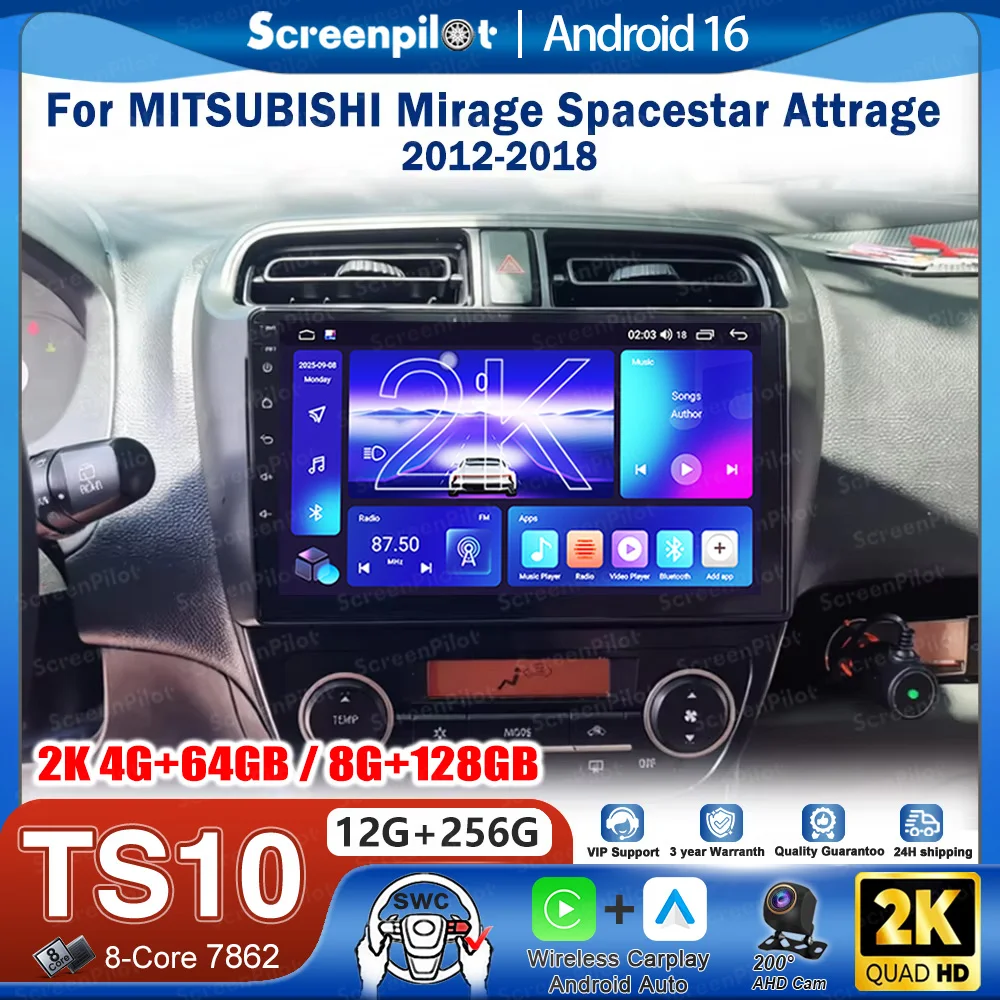 

Автомагнитола Android 16 для MITSUBISHI Mirage Spacestar Attrage 2012-2018, видеоплеер, GPS, сенсорный экран, Bluetooth, 8-ядерный процессор