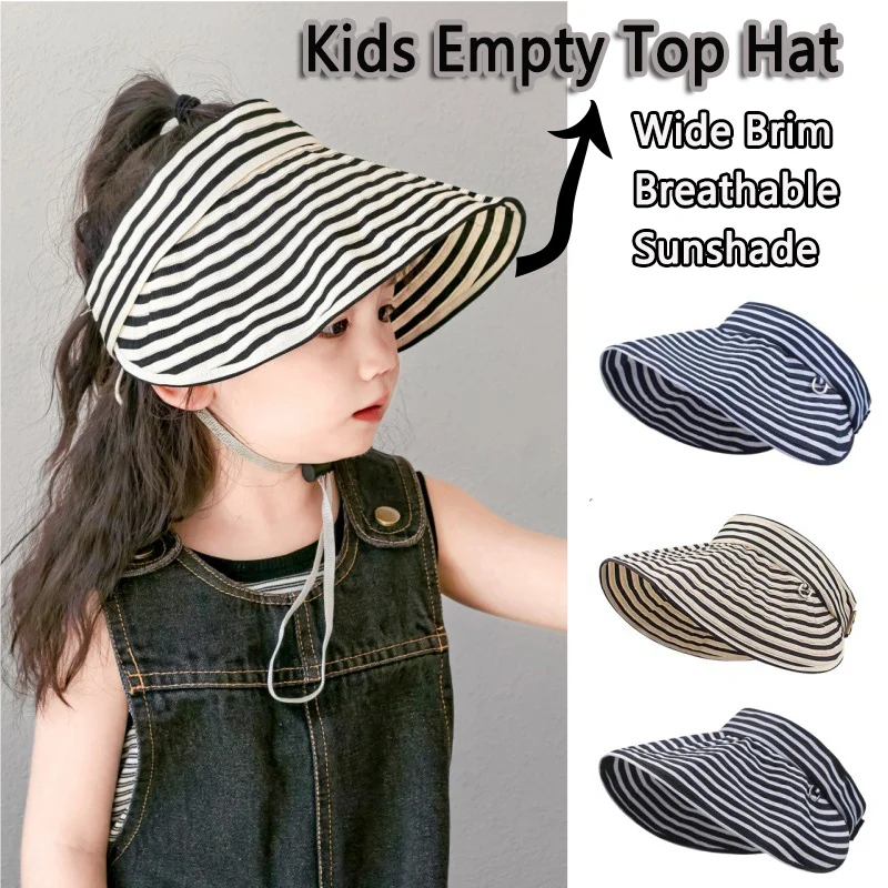 Kid Wide Brim Sunhat Sunshade UV Protection Breathable Empty Top Cap Foldable Adjustbale Windproof Outdoor Travel Beach Hat