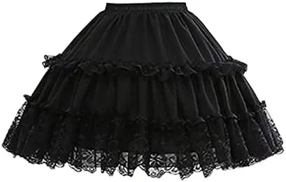 เด็กหญิง Lolita คอสเพลย์สั้น Petticoat Ruffles ลูกไม้ลายดอก2 Hoop ดอกไม้สาว Underskirt Slips