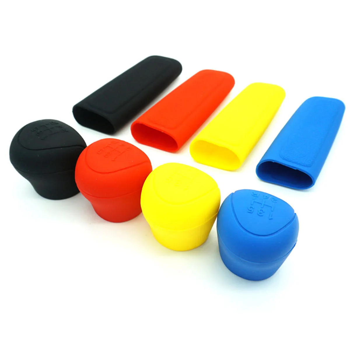 

2pcs Silicone Gear Knob Cover Oval Car Shifter Protector Dust Proof Waterproof Easy Install Blue Interior Parts