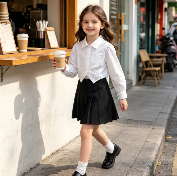 Girls Shirt 2026 Spring and Autumn New Children's Clothing Korean Style Girl Baby Temperament Pure Cotton Stand Collar Shirt