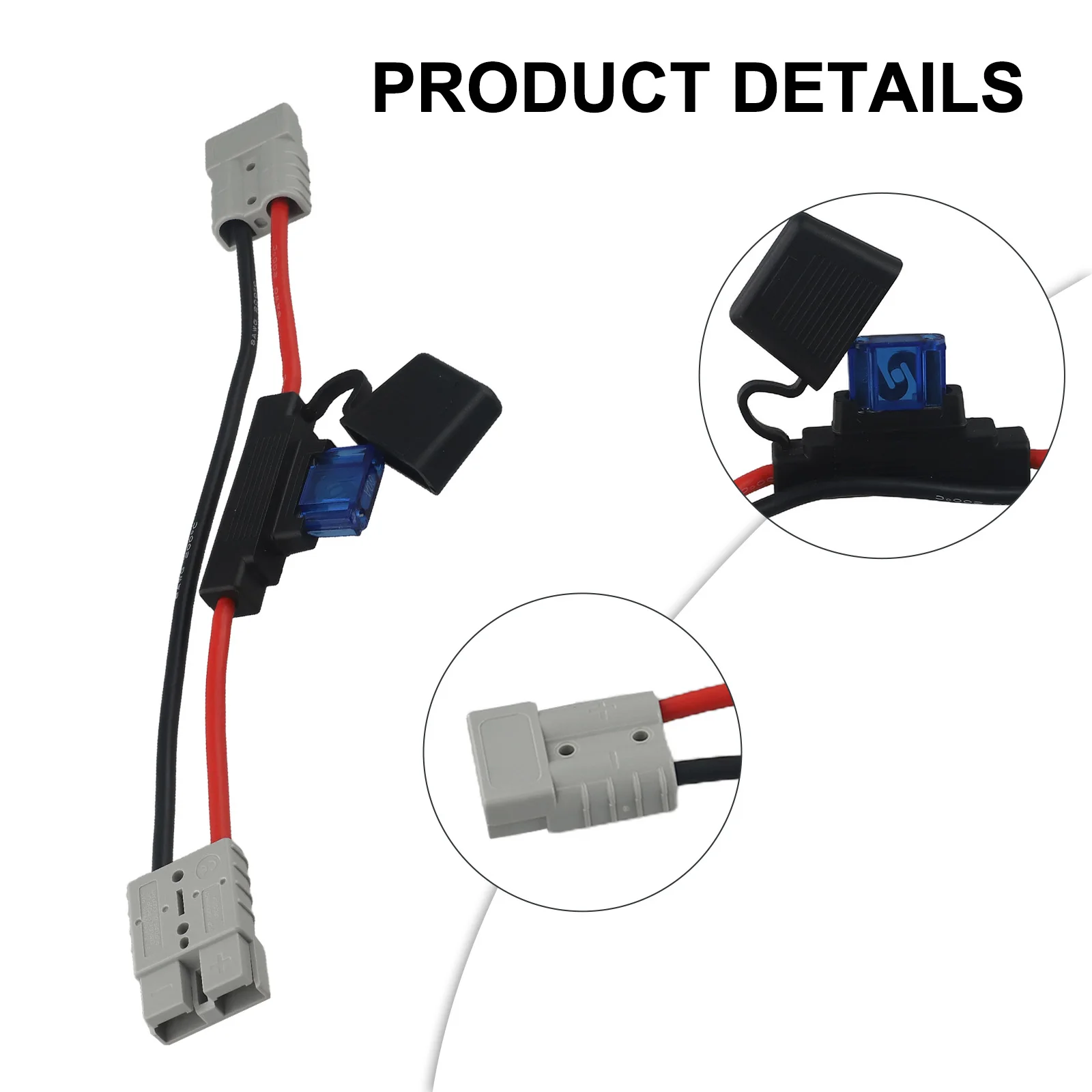 1pc 30cm 8AWG Connector Power Cable With 50AMP Maxi Fuse For Electrical Equipment Connection Accessories 1pc 30cm