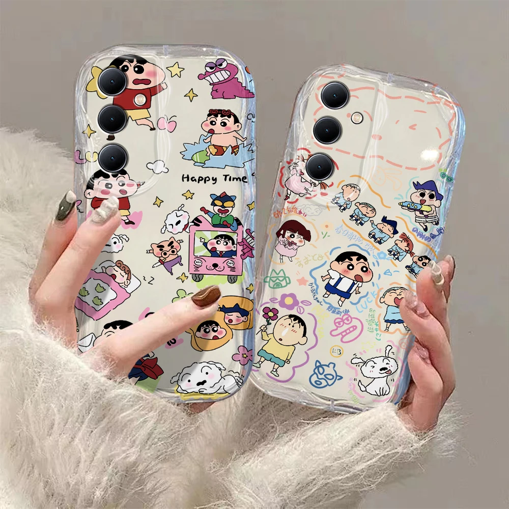 Anime Crayons Shinchans 3D Wave Case For OPPO Realme 12 11 10 9 8 7 7i 6 5 Pro Plus C67 C55 C31 C35 C11 C12 C15 C20 C21Y Cover