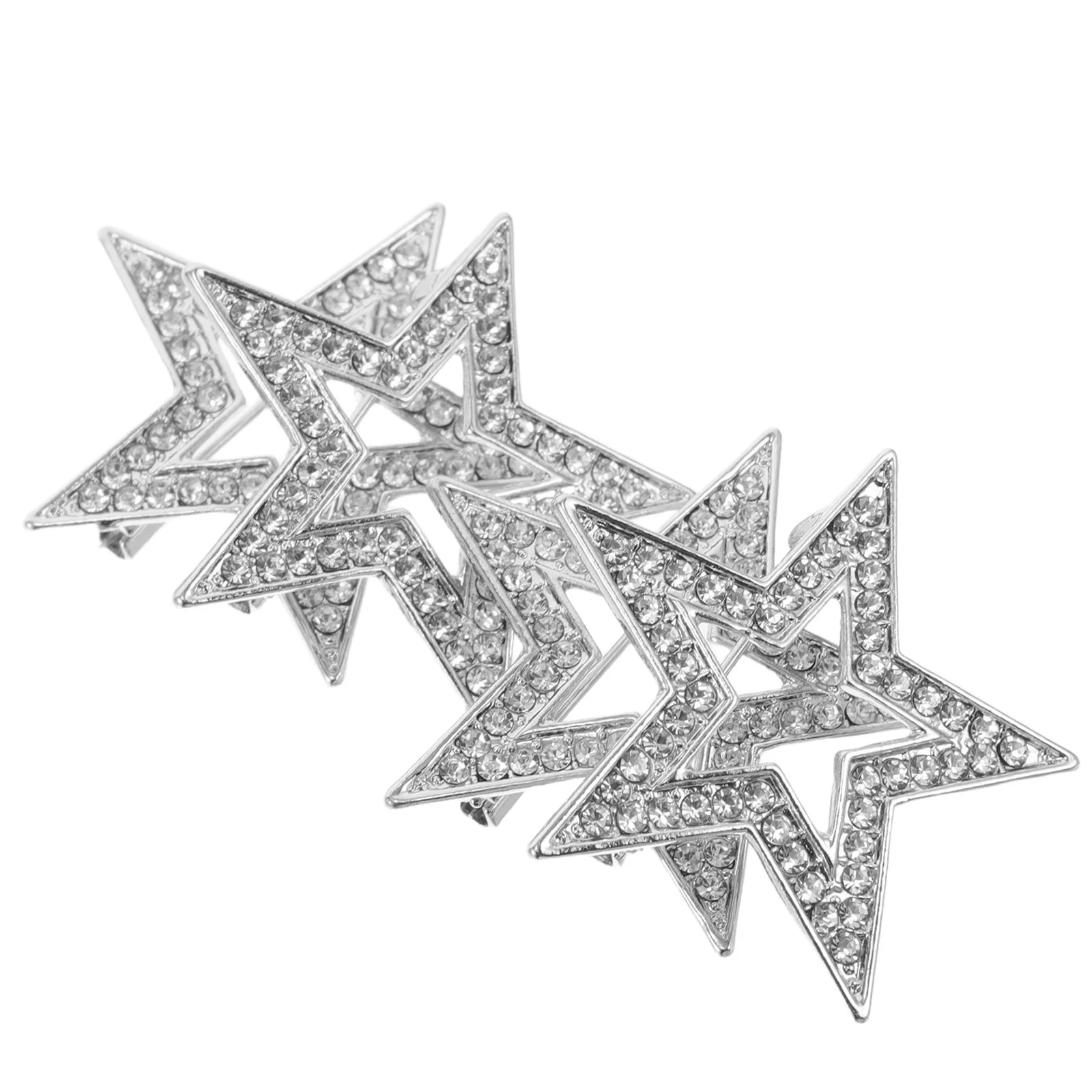 

4pcs Five-Pointed Star Brooch Pin Zinc Alloy Rhinestone Crystal Hollow Out Lapel Pins For Women Dress Tuxedo Shawl Wedding Party