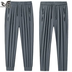 Plus Size 7XL 8XL 9XL Summer Ice Silk Sweatpants Men's High Quality Gym Joggers Running Sports Pant Men Elastic Stretch Trousers