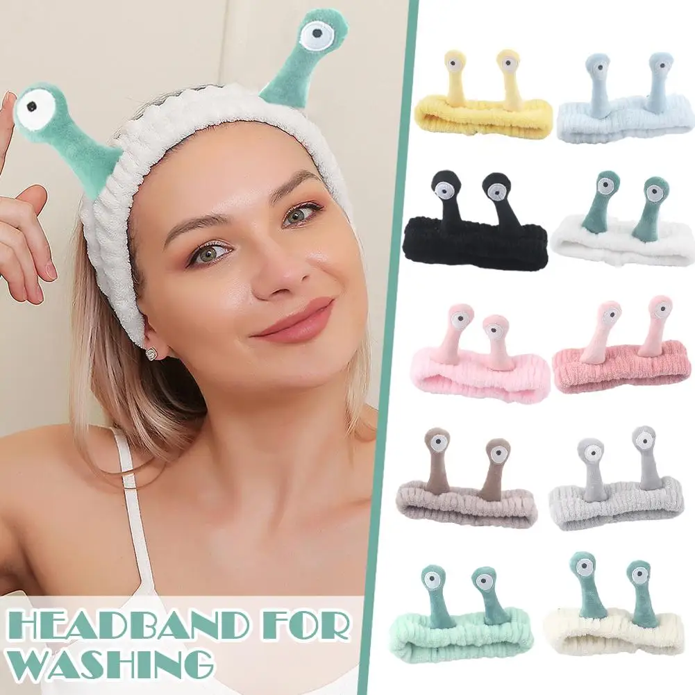 Cute Animal Ears Headbands with Fluffy Ball Soft Coral Fleece Elastic Hair Band For Women Washing Face Makeup Cosmetic