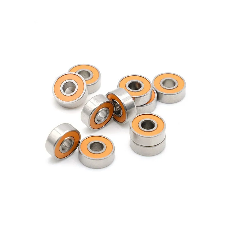 1 Pcs SMR104 2RS 4X10X4mm ORANGE RUBBER Stainless Steel Hybrid Ceramic Bearing Without Grease Fast Turning