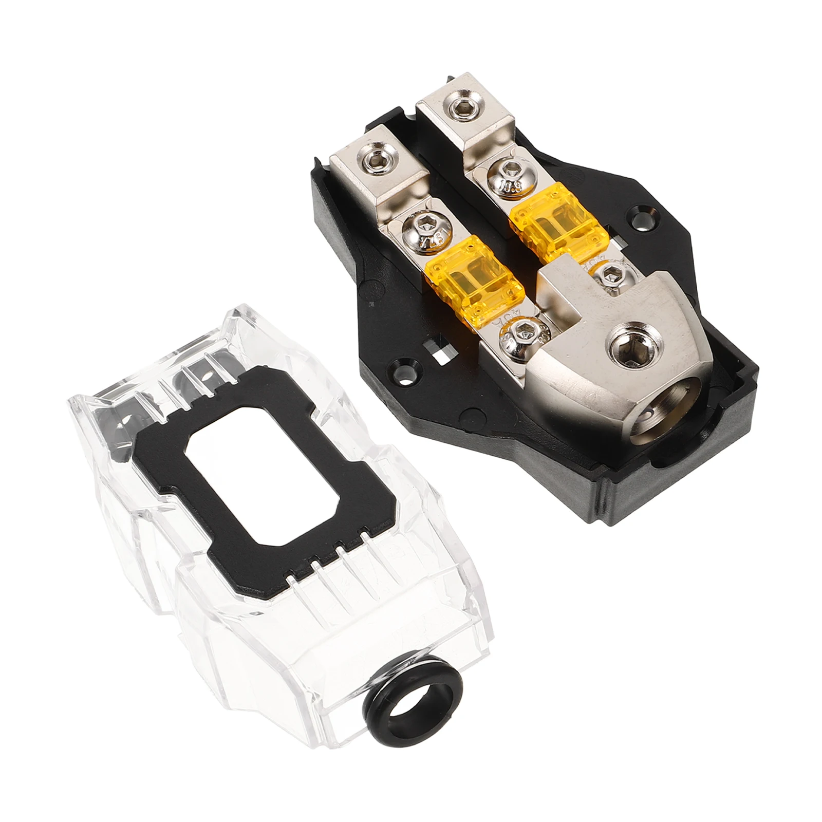 

Car Audio Amplifier 80A Fuse Holder Copper Breaker Transparent Cover Sound Insurance Block Speaker Distributor Auto Modification