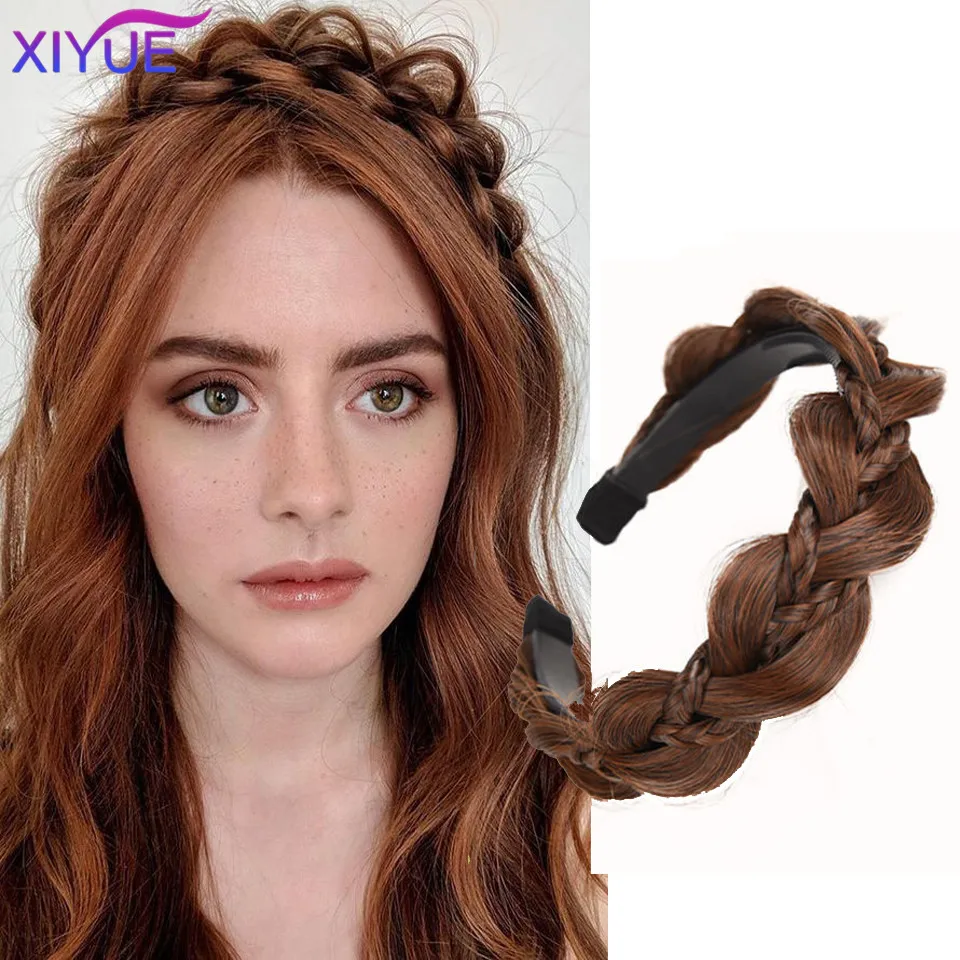 

XIYUE Gourd fish bone braid female wig headband headdress net red new manual braided hair high skull top Fried Dough Twists bra