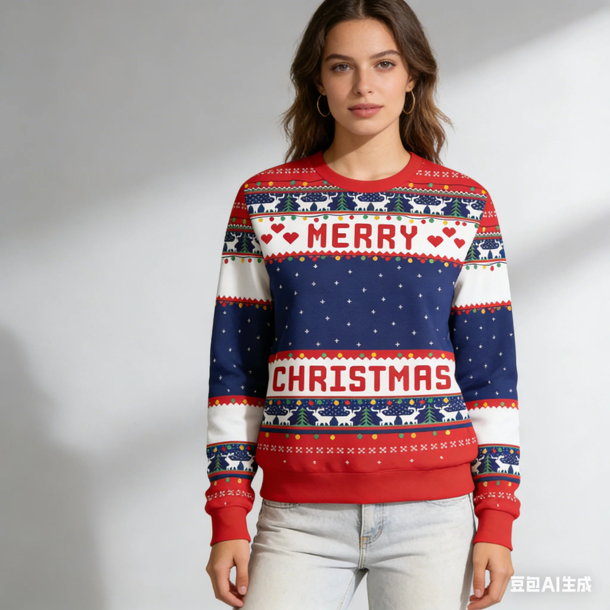 Funny Customizable Photo Ugly Christmas Sweater Personalized DIY Face Family Pullovers 3D Printed Patterned Men/Women Gift Tops