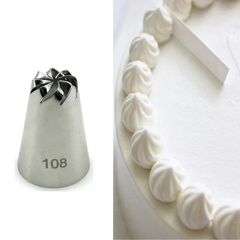 #108E/#108/#2E Stainless Steel Cream Decorating Nozzle Baking Tools Icing Piping Cupcake Pastry Dessert Decoration Cake Nozzles