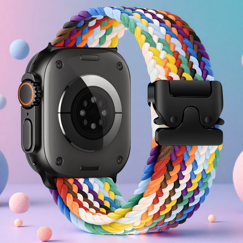 Cinturino in nylon intrecciato Solo Loop per Apple Watch Ultra 2 band 49mm 44 45 46 40 41 42 38mm Bracciale iWatch Series 10 9 8 7 6 5 4 SE
