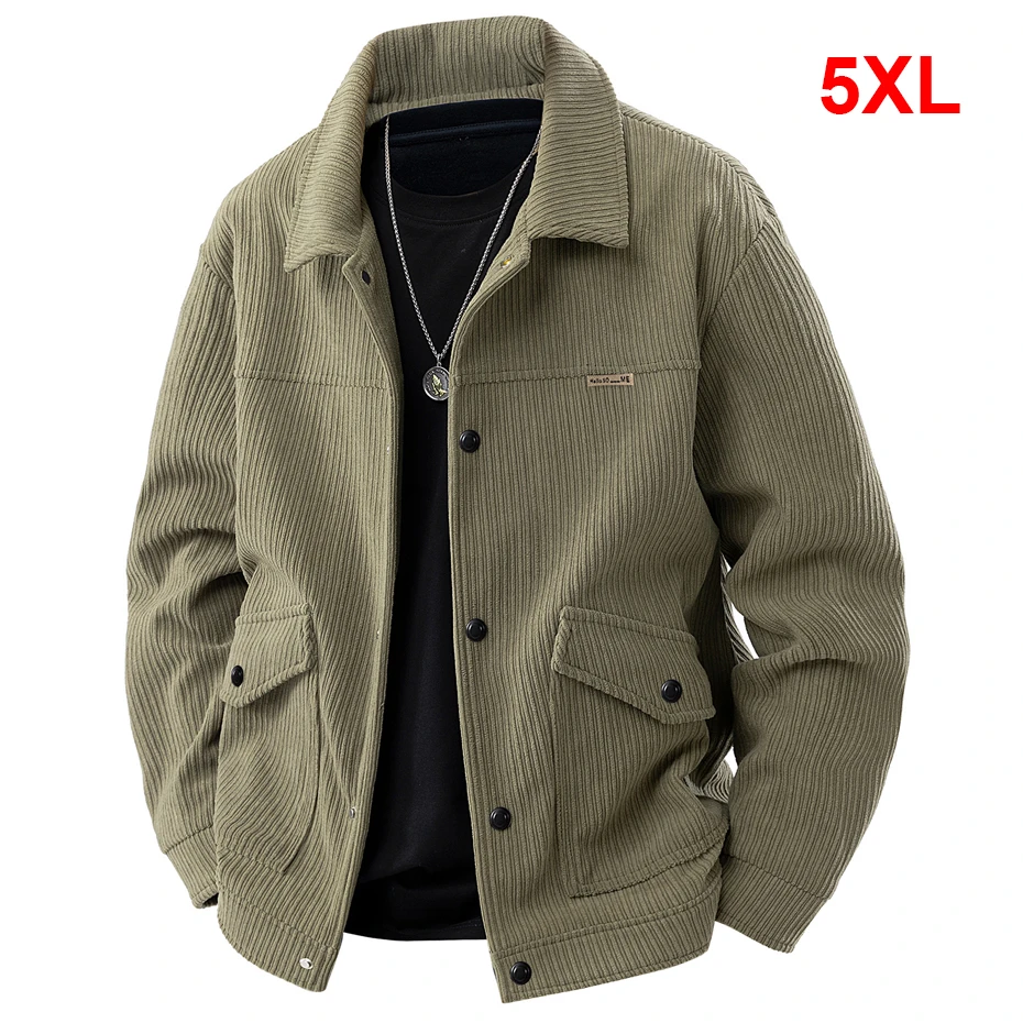 

Spring Autumn Corduroy Jacket Men 5XL Plus Size Jacket Coat Male Fashion Casual Solid Color Button Jacket Coat Big Size 5XL
