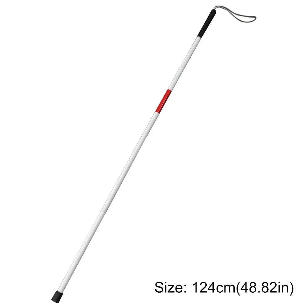 Aluminum Alloy Blind Walking Stick Reflective Adjustable Height Folding Cane Durable 4 Section Hiking Trekking Pole Outdoor