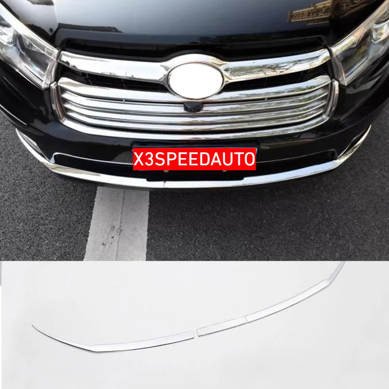 

Fit For Toyota Highlander 2015 2016 2017 Front Bumper Guard ABS Chrome LIP Skirt Cover Low Grill Grille Trims 2 PCS