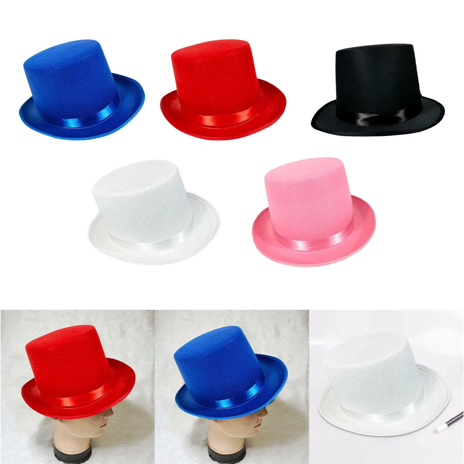 코스프레 축제 역할극용 새틴 밴드가 있는 토퍼 모자 멋진 드레스