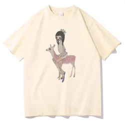 Yoshitomo Nara Aya Takano Grunge Girl Riding Pink Deer Art Baby Graphic T-shirts Men Women Cartoon Funny Tees Oversized Tshirt