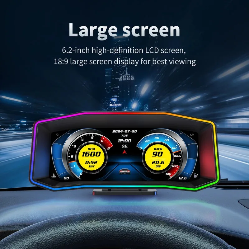 P4 Hud Headup Ⅱ+GPS Gauge-Up Display Digital Speedometer 2 Car Diagnostic Fuel Consumption