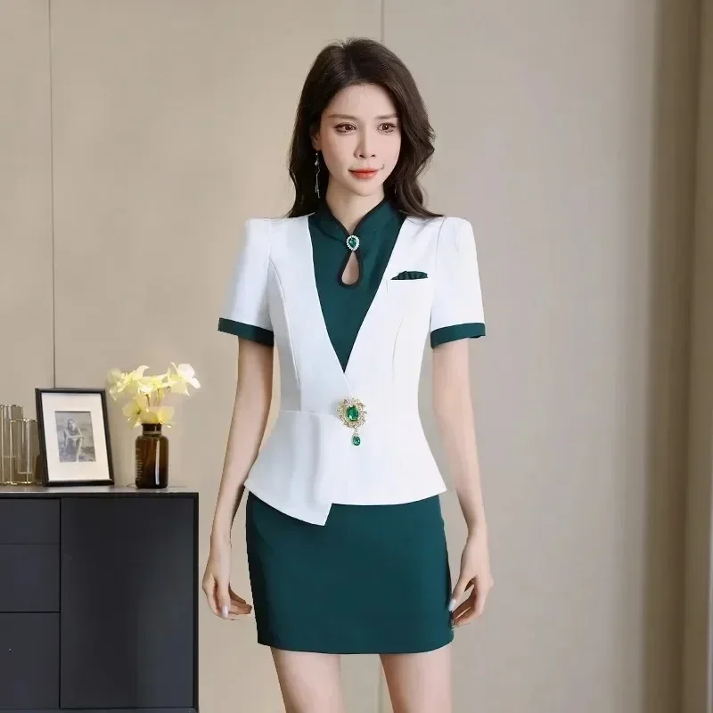 Beauty Salon Spa Hotel Receptionist Uniform for Woman Waiter Clothes Esthetic DeskMassage Nail Beautician Cafe Work Outfit Top