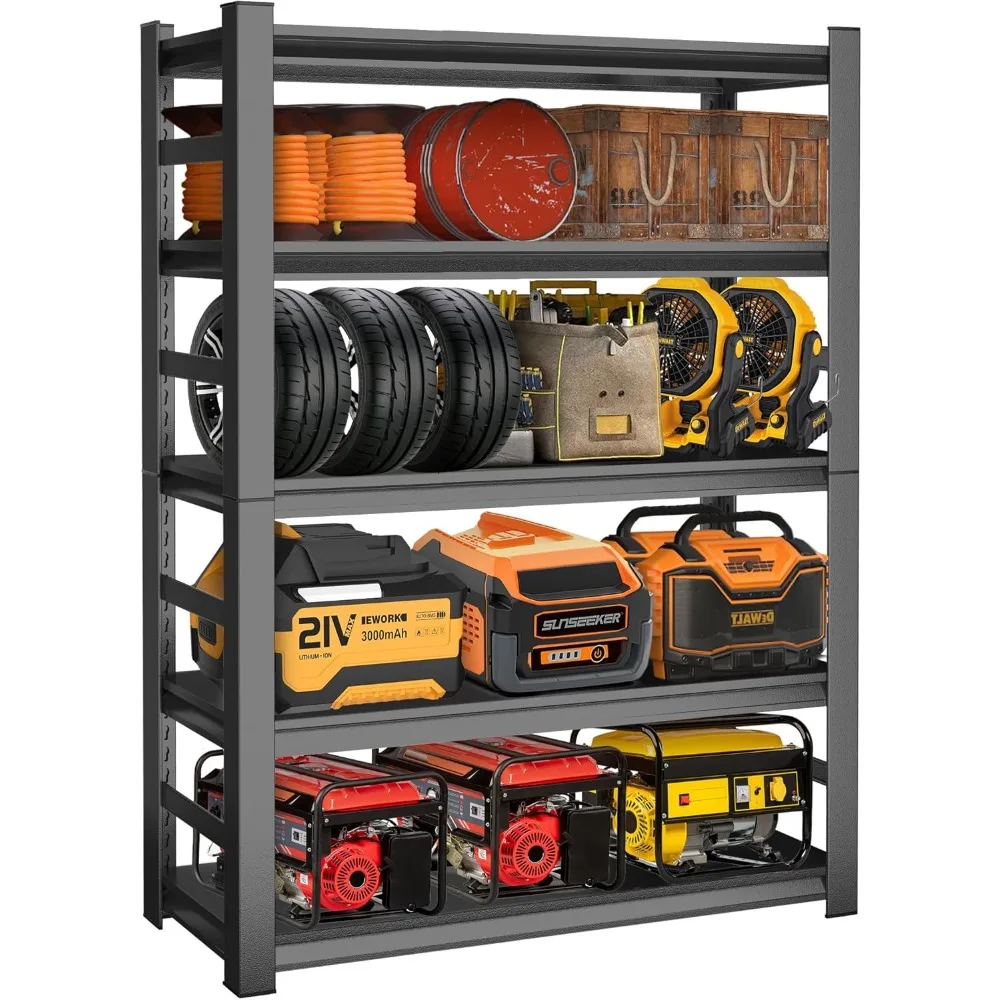 

78"H Garage Shelving Unit and Storage-Easy Assembly Metal Shelves 5-Tier Utility Rack| Heavy-Duty Adjustable Shelf| Steel Rust-R