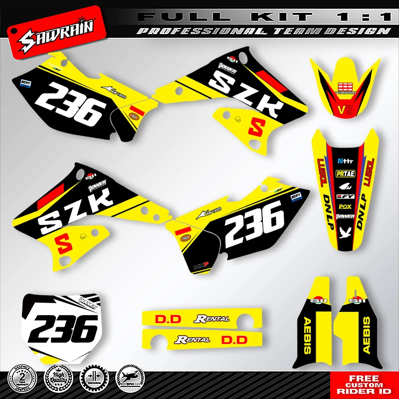 

Наклейки на мотоцикл Sawrain, набор наклеек с графикой команды для SUZUKI RMZ250 2004 2005 2006 06