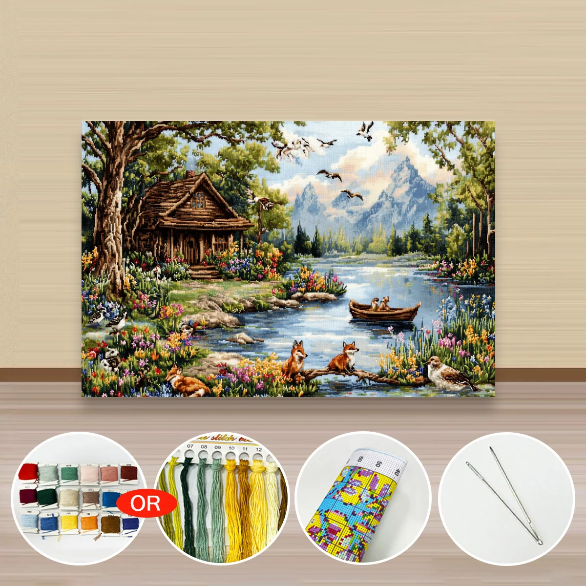 1 Stück 40x60cm/15,7x23,6 Zoll, 11Ct/14Ct Kreuzstich-Set, DIY Valentinstagsgeschenk, Stickerei-Set für Festivals, Landschaften – Detail 4