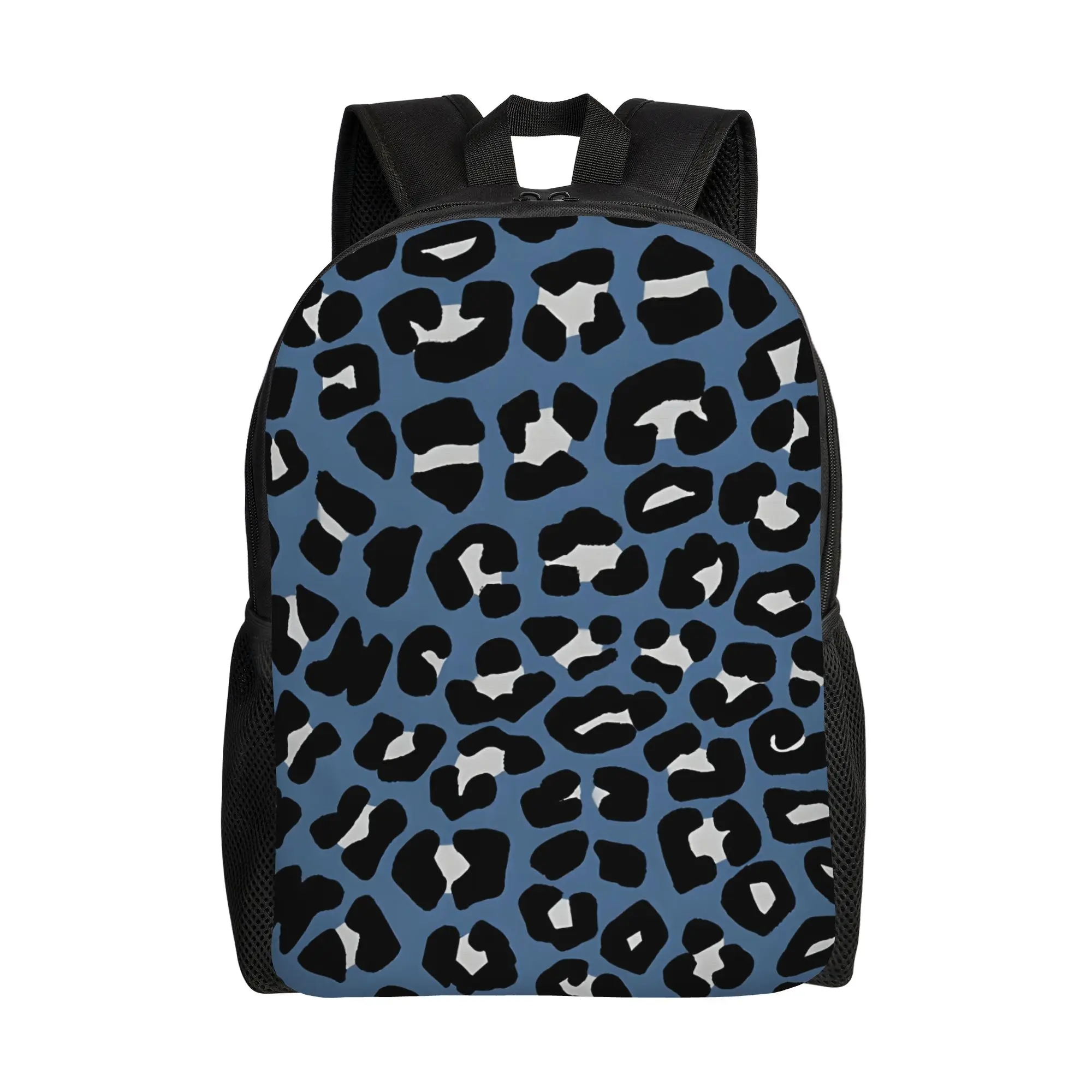 Leopard Print Daypack Back to school season Grey And Blue Leopard Spots Print  Snack Storage Backpack