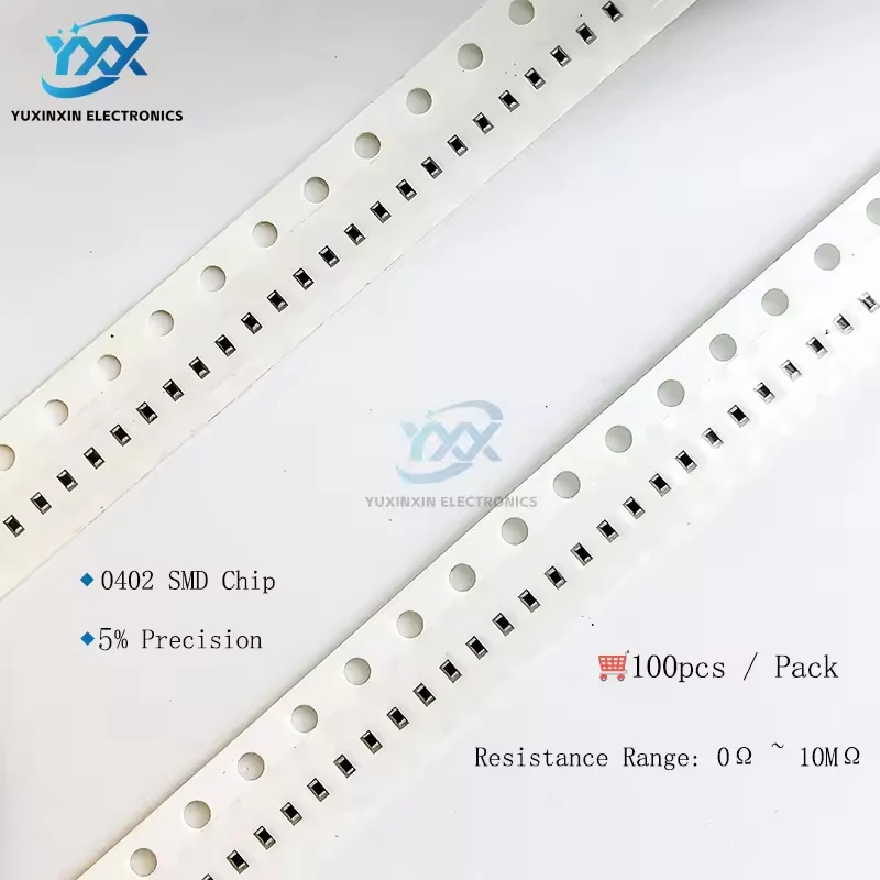 

100pcs 5% 0402 SMD resistor 0R~10M 1/16W 0 0.1 1 10 100 150 220 330 ohm 1K 2.2K 4.7K 10K 100K 1R 10R 100R 150R 220R 330R 1M 10M