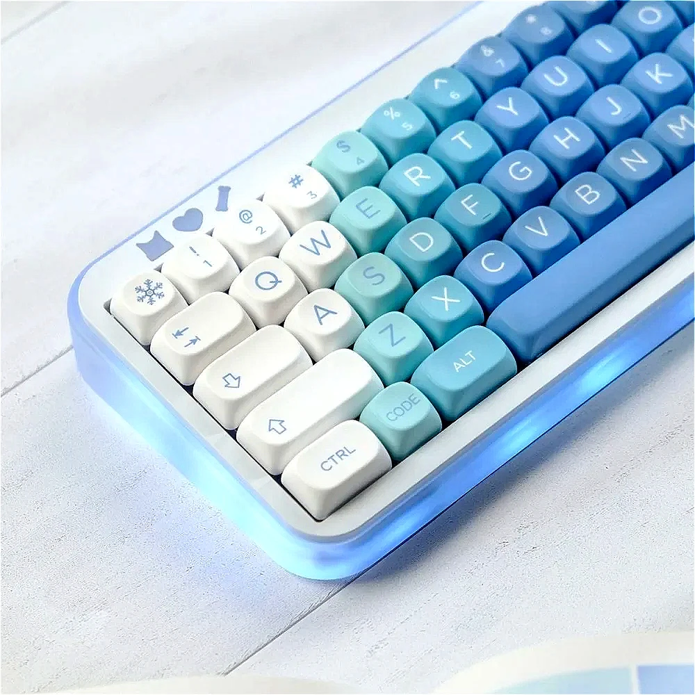 

MOA shape, blue, keycap, engraved PBT small full set, snowflake, suitable for MX switch game mechanical keyboard keycap