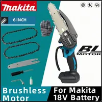 Makita  Electric Chain 6in Saw With Battery Woodworking Pruning One-handed Garden Tool Rechargeable Small Wood Spliting Chainsaw